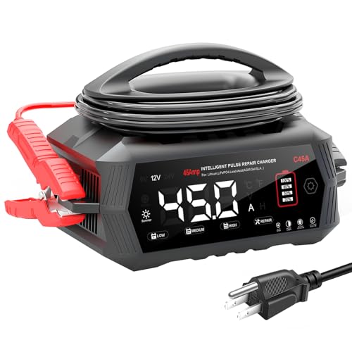45Amp: 6/12/24V Smart Battery Charger – Automatic Maintainer, Trickle Charger
