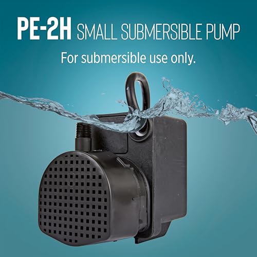 Image of Little Giant PE-2H, 115V, 300 GPH Small Submersible Fountain Pump, 6' Cord | 1 /40 HP, Keeps pump primed in shallow water, Epoxy encapsulated motor, Manual (no switch), 518400