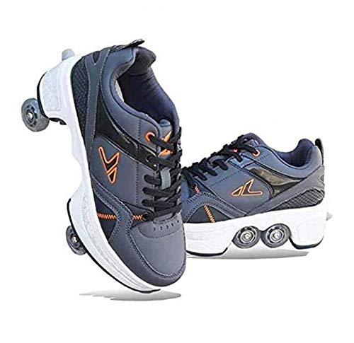 Huoqilin Patines En Línea, Zapatos Multiusos 2 En 1, Patines Ajustables De Cuatro Patines,Black-34 Huoqilin Patines En Línea, Zapatos Multiusos 2 En 1, Patines Ajustables De Cuatro Patines,Black-34