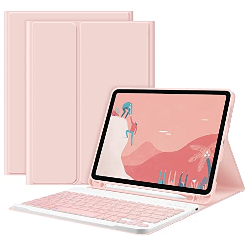 Gokoco For Ipad Air 4Th Generation 10.9 Inch Keyboard Case 2020 Wireless Bluetooth Keyboard Cover With Pencil Holder Tablet Cover For Ipad Air 5Th Gen 2022 With Magnetic Detachable-Pink #TOP17