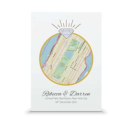 Where we got engaged map print | Engagement gift (A5-21x15cm, Print Only)