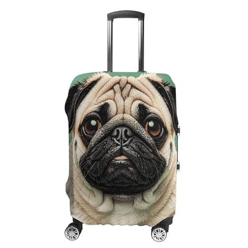 Travel Luggage Cover Elastic Suitcase Protector Anti-Scratch Washable Many Cute Pug Luggage Sleeve Tsa Approved Carry on Covers Baggage Cover Fits 18-32 Inch Luggages