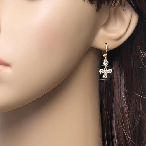 Pendientes de oro de 18k con moissanita brillante y diseño de cruz colgante para mujer 4