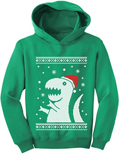 Big Trex Santa Ugly Christmas Sweater Style - Children Funny Toddler Hoodie 5/6 Green