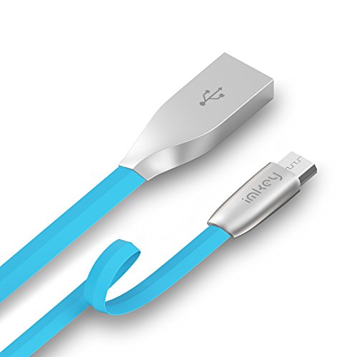 IMKEY Premium 6.5 Feet Tangle-Free Zinc-Alloy Micro USB 2.0 Sync Data Fast Charging Cable for Samsung Galaxy S7/ S6 / Edge, S4/ S3/ Note 5/4 / 2,Google Nexus,LG,HTC,BlackBerry and More - (Blue)