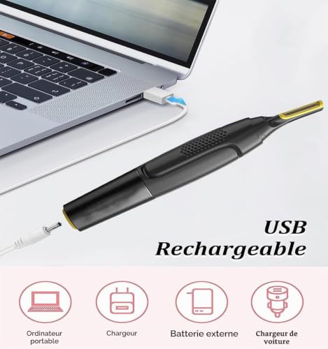 Tondeuse nez,oreilles et sourcils,USB Rechargeable Tondeuse Nez et Oreilles pour le Nez,Portable Rasoir Homme du Visage,Design Compact et Sans Douleur,à piles,Accessoires amovibles faciles à nettoyer – vue 6