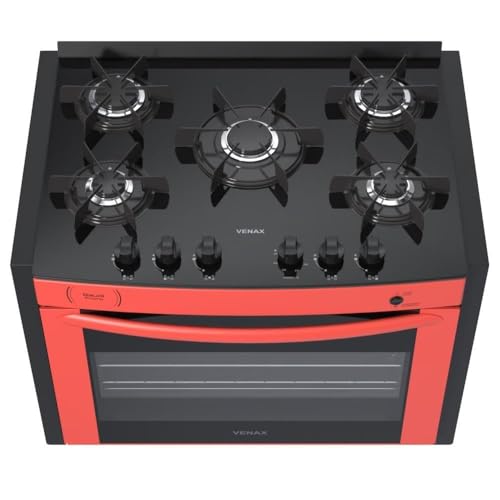 Fogao A Gas De Embutir Gaudi Prisma Vitreo Bl 5q Vermelho Gas Glp