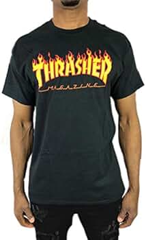 Amazon | THRASHER スラッシャー Tシャツ フレイム ロゴ 黒