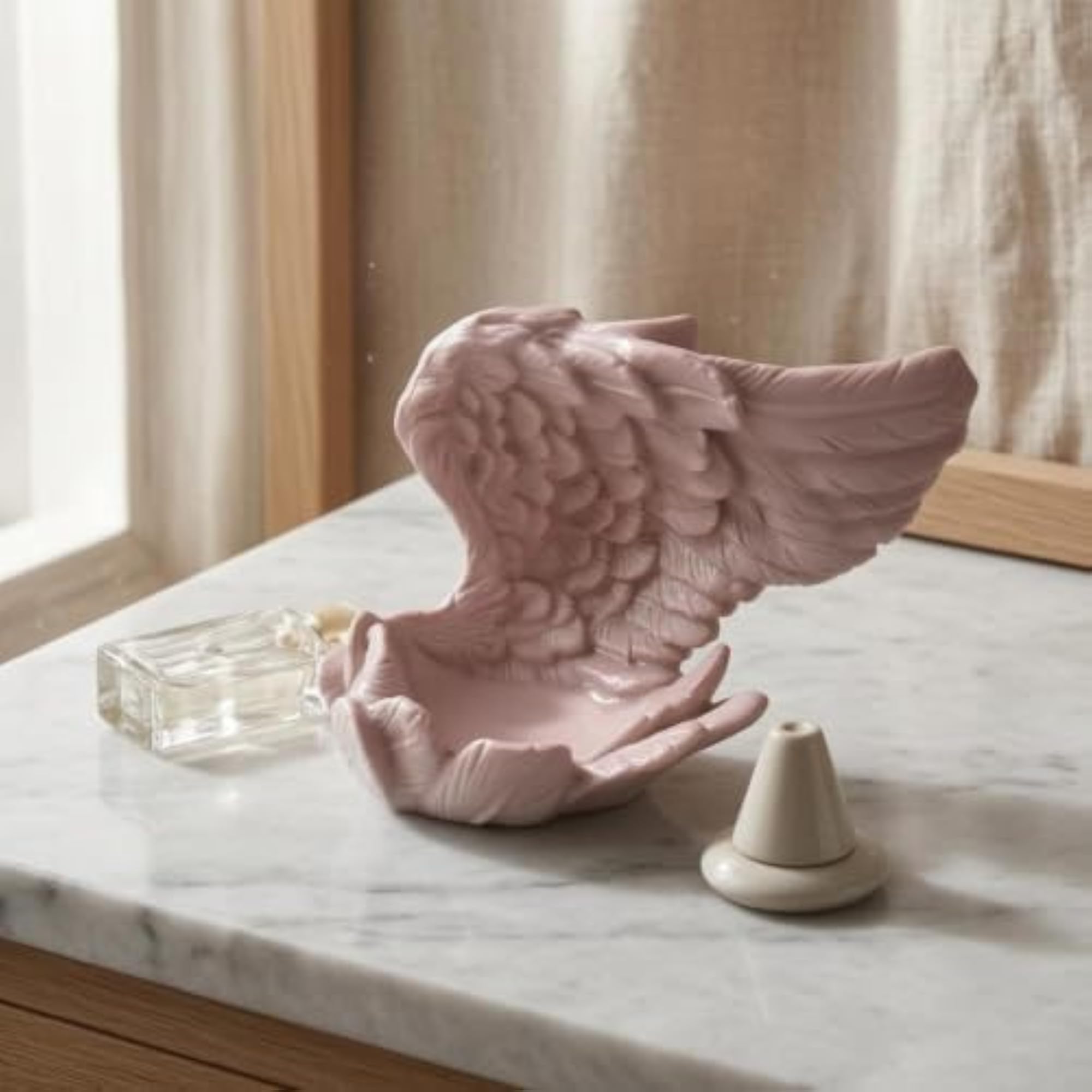Resin Angel Wing Ornament Holder Layered Pink