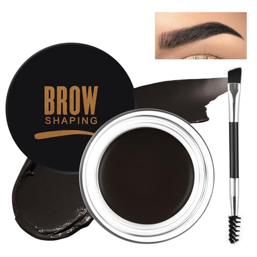 Eyebrow Pomade Kit with Dual-Ended Brush Long-Lasting Waterproof Brow Pomade High Pigment & Smudge-Proof Formula Easy to Blend for Natural Defined Brows Ideal for Women & Beginners #05 Black