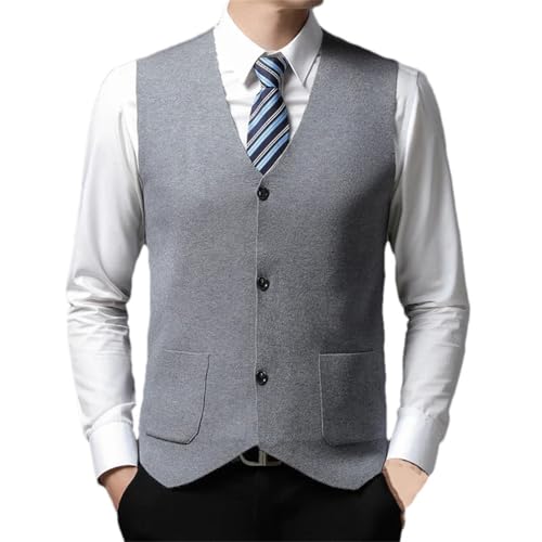 Mens Office Business Knit Vest Sweater Cardigan Sleeveless Retro Button Down Knitted Sleeveless Sweater Vest