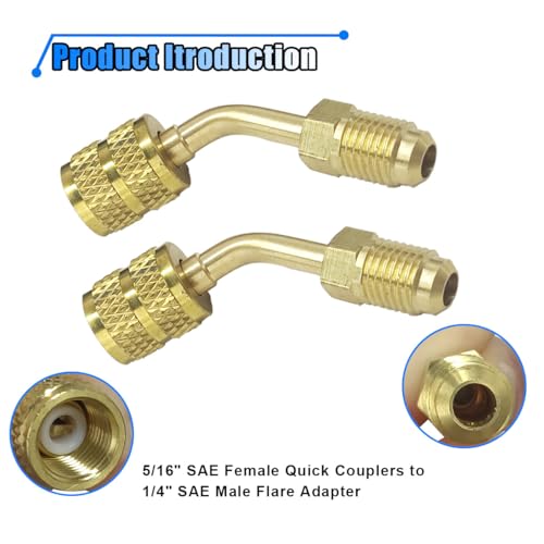 2PCS Adaptador Mini Split R410A, 5/16" Hembra a 1/4" Macho miniatura 3