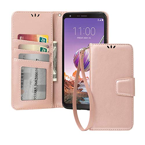 Shemax LG Stylo 4 Phone Case, LG Stylo 4 Plus Case, LG Q Stylus Case, [Fashion Wallet Design] Hybrid [Kickstand] Phone Cover Wallet Bumper Extra Pocket Purse for LG Q Stylo 4 Q710MS-Gold