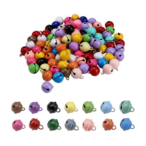 Niaciswe Cloche de Noël Multicolore 100 Pièces Petites Clochettes Grelots Coloré Clochette Grelots en Métal Clochette Grelots Cloche Grelots Clochette Couleur Petite Cloches en Métal pour Porte-clés