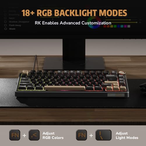Image of RK ROYAL KLUDGE R75 Wired Mechanical Keyboard with Volume Knob, 75% Mechanical Gaming Keyboard Gasket Mount, Hot Swappable Silver Switch, MDA Profile PBT Keycaps, Creamy Keyboards, Black