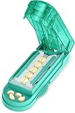 ONE PIX Pill Cutter Splitter for Small and Tiny Pills, Professional Adjustable Pill Cutter with Hidden Stainless Steel Blade, Safely Cuts Multiple Pills at Once, Cyan