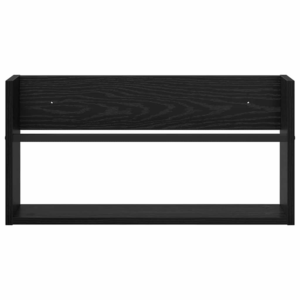 Magazinregal 2 Stück Schwarz Eichen-Optik 60 x 12 x 30 cm Holzwerkstoff Wandmontiert für Wohnzimmer Büro Flur, Zeitschriftenhalter Prospekthalter Ablage Regal Ständer