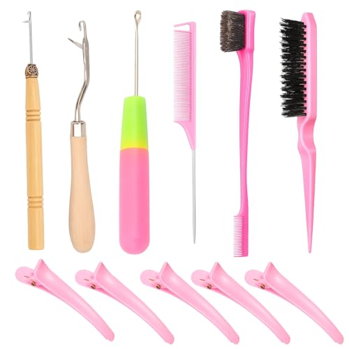 Crochet Hooks for Hair, 12-Piece Braiding Tool Kit with Wooden