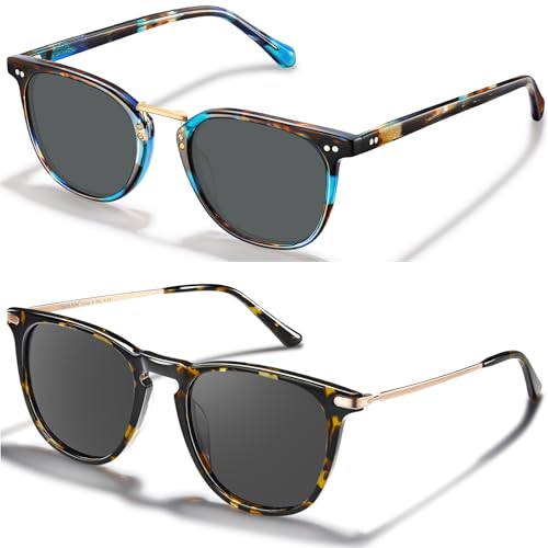 CARFIA Small Face Acetate Polarized Sunglasses for Women UV Protection, Retro Trendy Eyewear Metal Bridge Brow Ladies Sunnies