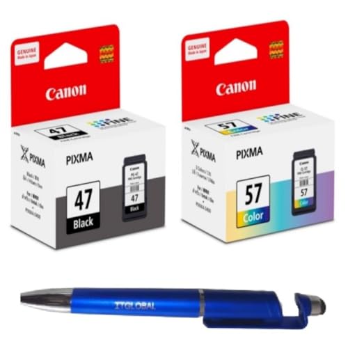 Canon PG 47 & CL 57s Ink Cartridge E400 E410 E417 E460 E470 E477 E480 E3170 E3177 E4270 with Ballpoint Pen
