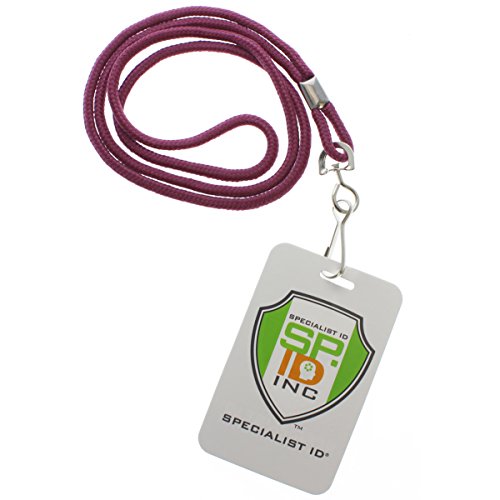 25 Pack - Premium Round Id Badge Neck Lanyards For Card Holders And Name Tags - 36 In Non-Breakaway Heavy Duty Cord & Secure Metal Swivel J Hook Clip By Specialist Id (Maroon) #TOP5