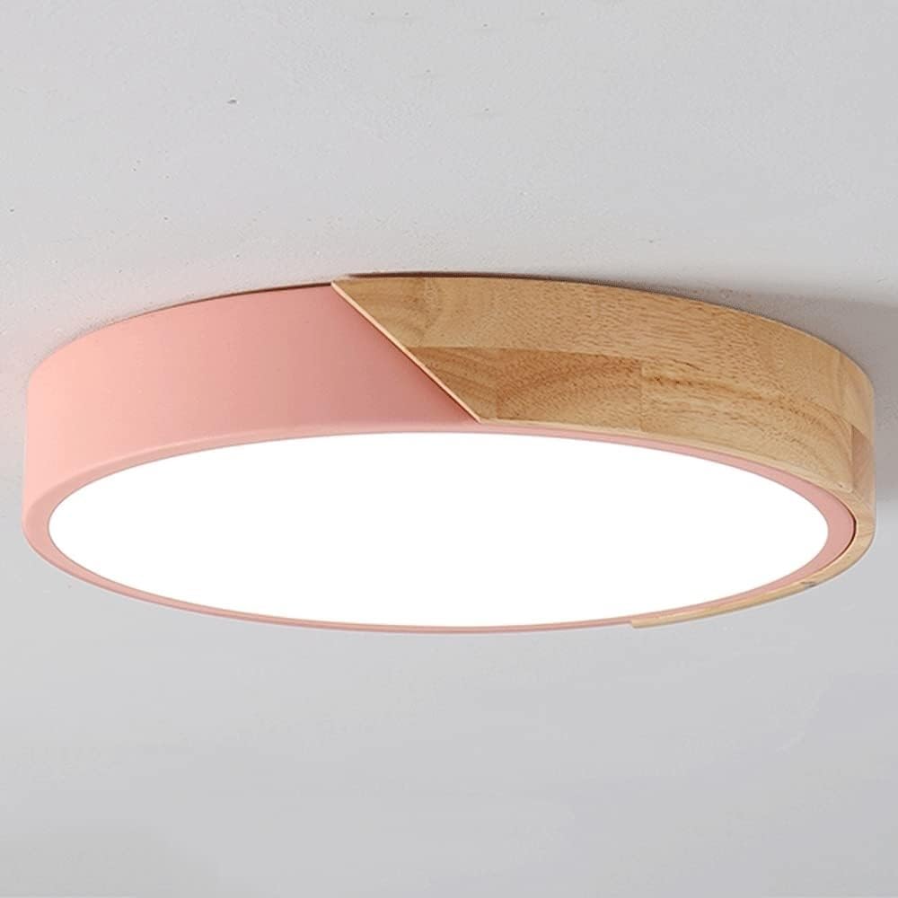 LONGDU Color Macaron Flush Mount LED Ceiling Light Fixture Ceiling Lamp Three-Color Dimming Modern Simple Round Panel Light Home Ceiling Lamp for Bedroom Stairs Hotel Living room kitchen Hallway (Col