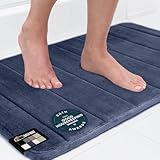 GORILLA GRIP Memory Foam Bath Mat, Soft Absorbent US Designed Bathroom Rug, Gripping Dots Machine Washable Bathmat, Cushioned Floor Mats, Shower Sink Rugs Room Décor Accessories, 30x20 Navy Blue