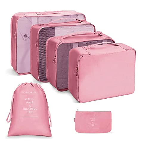 OSDUE Organizer Valigie, 6 Pezzi Sistema di Cubo di Viaggio, Separatori Buste Viaggio Travel Organizer, Abbigliamento Intimo Calzature Organizzatori Sacchi Valigia di Stoccaggio Set