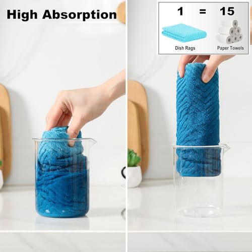 Image of 100% Cotton Kitchen Dish Towels Set, 16 inch x 25 inch Super Absorbent and Soft Kitchen Towels, Pack of 8 Dish Cloths for Drying Dishes (400 GSM)