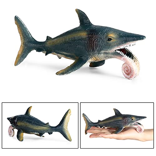 Coyka – Helicoprion Action Figure – Spiral Tooth Shark Toy - Prehistoric Sea Creature – Blue – 7.5 Inch #TOP3