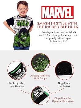 T-shirt Hulk Muscle Enfants - Taille 10 Ans - Noir 100% Coton - Très Bon état