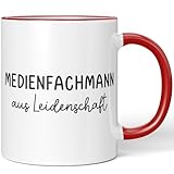 JUNIWORDS Tasse, Medienfachmann aus Leidenschaft, Rot (6651516)