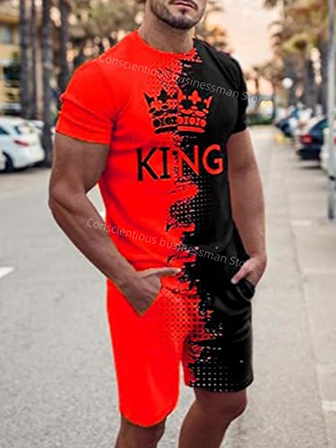 Survêtement homme grande taille 4XL short imprimé 3D et t-shirt confort