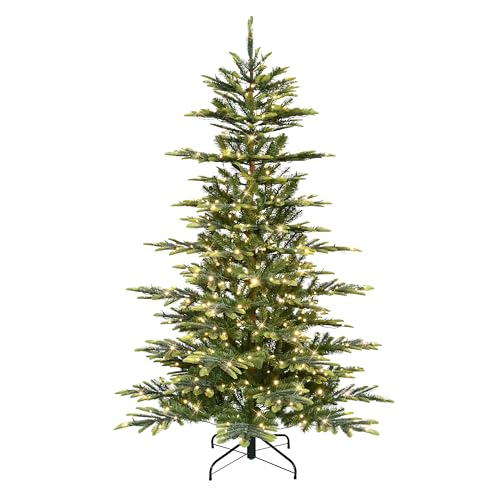 Puleo International 6.5' Pre-Lit Artificial Aspen Fir Tree with Dual-Color LED Lights