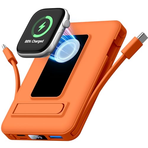 Vexnara für Magsafe Powerbank, 10000mAh Magnetische Kabellose Power Bank für iPhone, 20W Schnelllade Externe Akkupack Wireless mit LED Display für iPhone Air/17/16/15/14/13/12 und Alle Apple Watch
