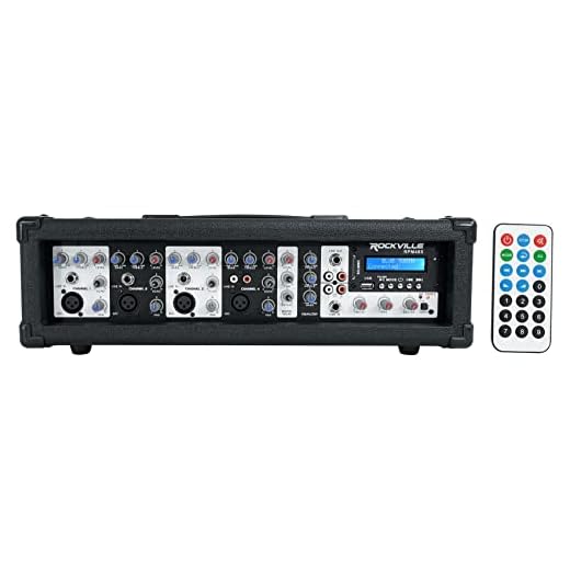 Rockville RPM48S 2000W Powered 4 Channel Mixer/Stereo Amplifier, Bluetooth, 3-Band EQ, USB/SD Inputs, for DJs and Live Events
