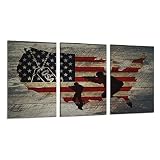 Vintage Wood Plank Style American Flag U.S. Army Soldier Patriotic Culture History Art Deco Oil Pain