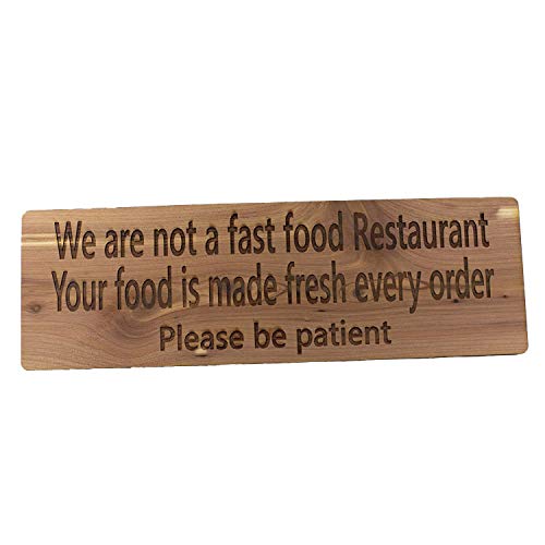 Hip Flask Plus Sign - Cedar - We Are Not A Fast Food Restaurant Your Food Is Made Fresh Every Order Please Be Patient Sign cover