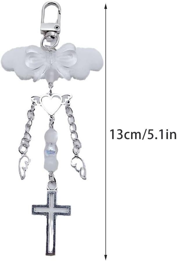 Cross Bowknot Angel Wing Hanging Pendant Phone Strap Cute Bag Decoration