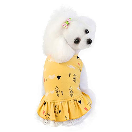 Wolyepor Cute Cartoon Princess Dog Dress Puppy Tutu Skirt Vest Apparel For Daily Life Birthday (Small, Yellow) #TOP14