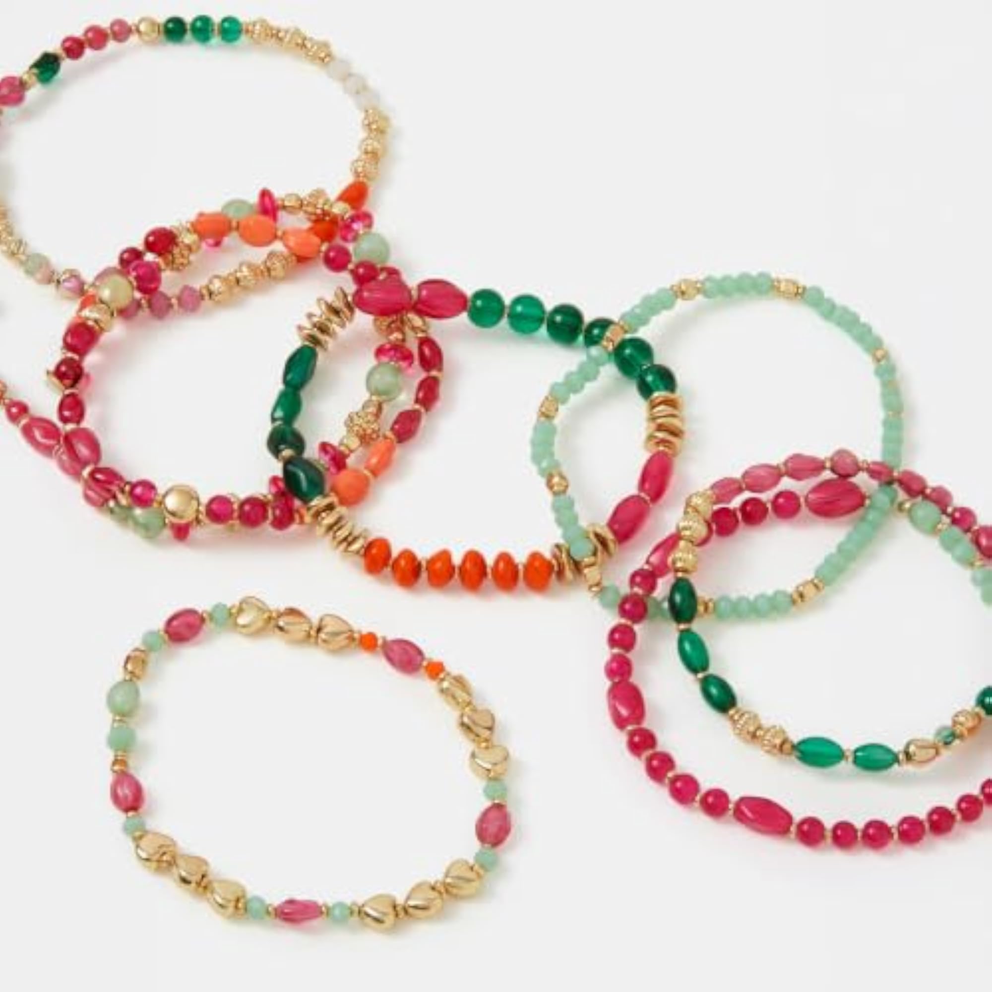Women's Pack of 11 Stylish Bead Stretch Bracelets