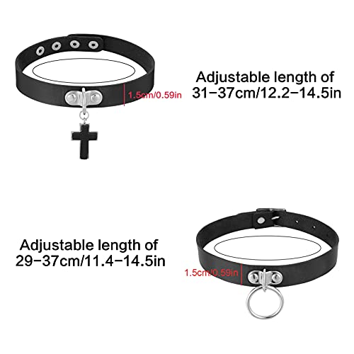 Heyu-Lotus 6 Stücke Leder Choker Kette Gotik Punk Rock Lederhalsband Halskette Set, Leder Einstellbar Kragen Halsband… – Bild 3