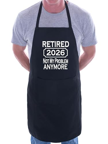 Print4U Grembiule da cucina con scritta "I Retired in 2025 Retirement Gift BBQ Baking Cooking BBQ, Nero , Taglia unica