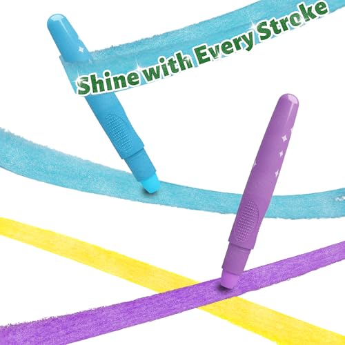 12 Farben Regenbogen-Glitzer-Metallic-Aquarell-Gel-Balstifte, waschbar, ungiftig, Glitzer-Maker für Kinder, kein Durcheinander, Geschenke für Jungen und Mädchen