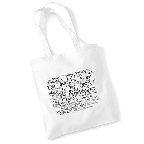 Bolsa de tela, estudio de arteu00a0u0096u00a0ALANIS MORISSETTEu00a0u0096u00a0Jagged Little Pillu00a0u0096u00a0Noir Paranoiacu00a0u0096u00a0Álbum de Música letras de canciones art print Póster Playa Gimnasio Festival bolsa regalo