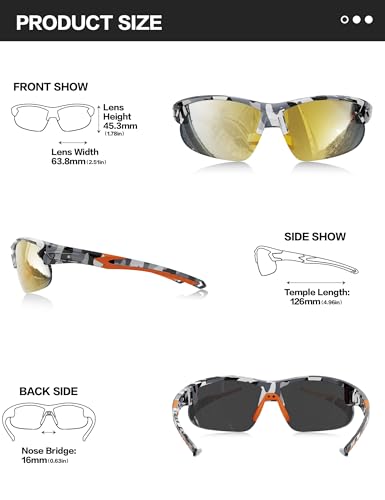 Image of BIRCEN Mens Polarized Sunglasses for Sports: TR90 Lightweight Sun Glasses Wrap Around Shades for Fishing Driving Cycling
