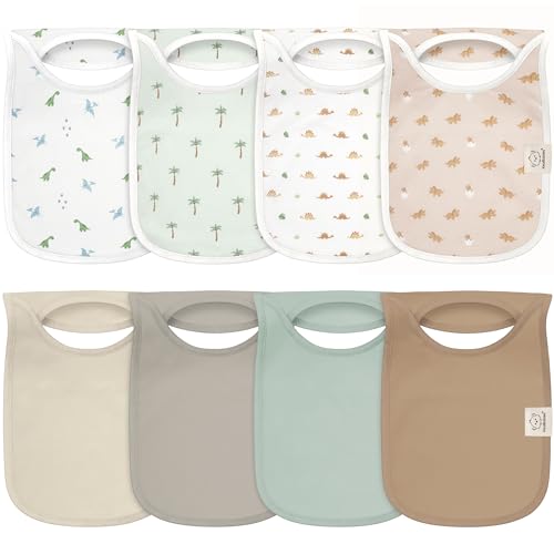 8-Pack Baby Bibs for Boys, Girls - Pullover Dribble Bibs for Drooling Teething Baby Girl & Boy Toddler, Newborn, Soft & Absorbent, Cute, Large Coverage Keep Infant Clean & Dry(Roarsome)