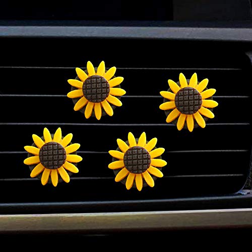 4 Pcs Metal Sunflower Car Air Vent Clips - Auto Freshener Clips with Car Outlet Perfume Function