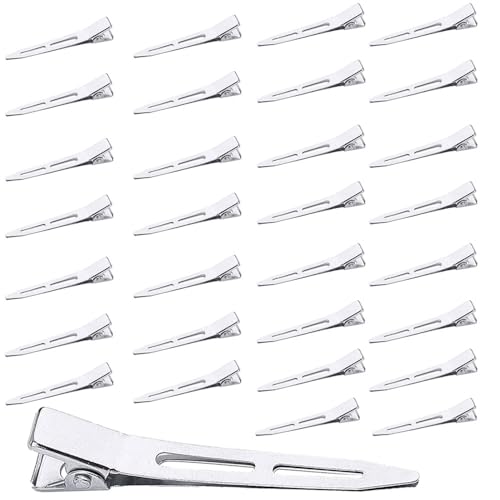 30 Stück EnteBill Haarspangen Silber Haarclips 5,5 cm Haarklemmen Friseur Alligator Clips Metall Haarspangen für Haarklammern Damen Spangen Friseursalon Mädchen Haarstyling DIY