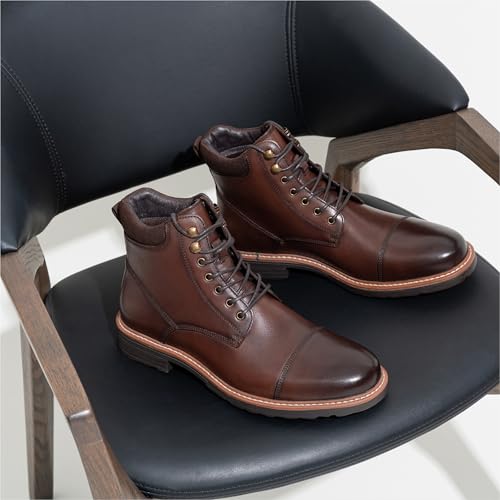 Image of Jousen Mens Chukka Boots Leather Dress Boots for Men Retro Ankle Boots Mens High Top Boots